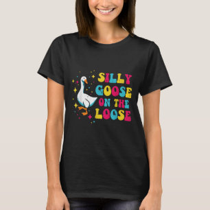 Goose Silly On The Loose Groovy Retro Animal Women T-Shirt