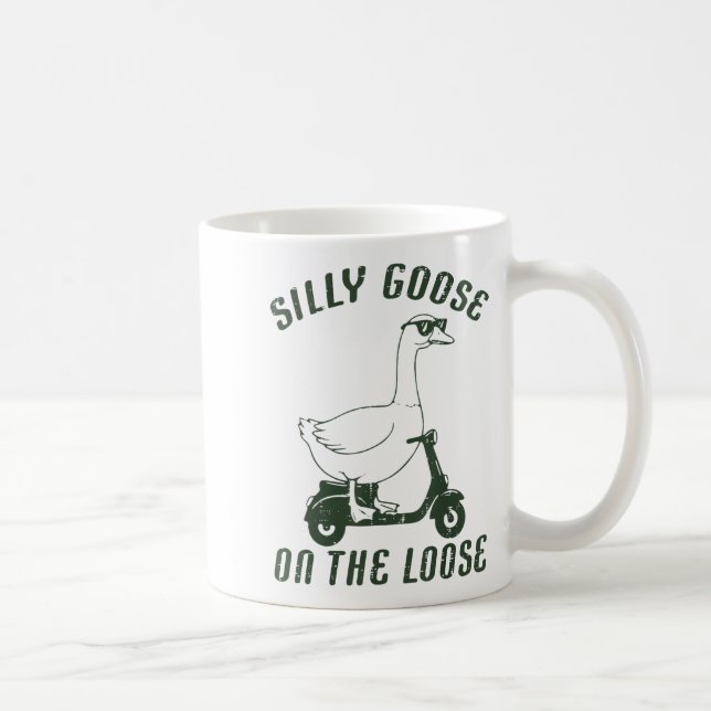 Goose Silly On The Loose Scooter Funny Animal Men  Coffee Mug (Right)