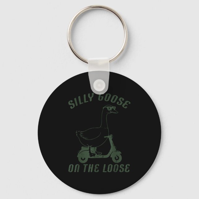 Goose Silly On The Loose Scooter Funny Animal Men  Key Ring (Front)