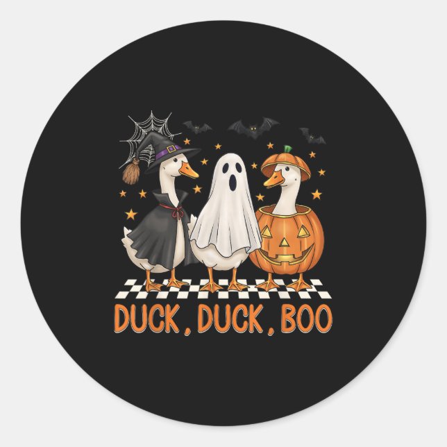Goose Spooky Season Halloween Duck Duck Boo Men Wo Classic Round Sticker (Front)
