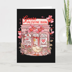 Goose Valentine Bookstore Cute Reading Goose Valen Card