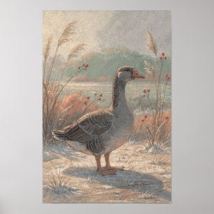 Goose Whimsical Farm Fauna Art Print