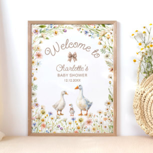 Goose Wildflower Boho Baby Shower Welcome Poster