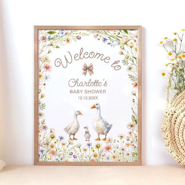 Goose Wildflower Boho Baby Shower Welcome Poster (Creator Uploaded)