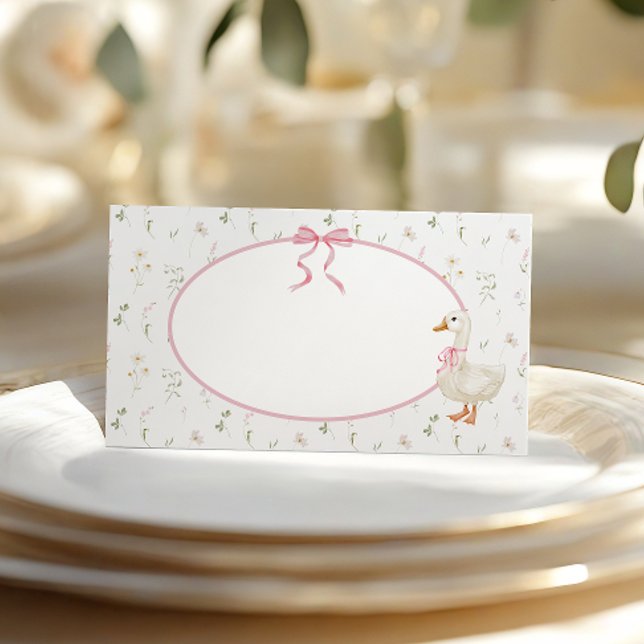 Goose Wildflower Pink Bow Baby Shower Place Card (Creator Uploaded)