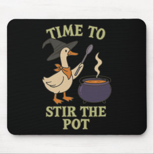 Goose Witch Halloween Time To Stir The Pot Cauldro Mouse Mat