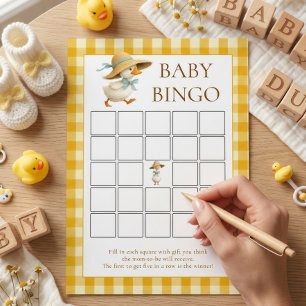 Goose Yellow Gingham Bingo Baby Shower Game Card