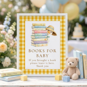 Goose Yellow Gingham Books Sign Baby Shower
