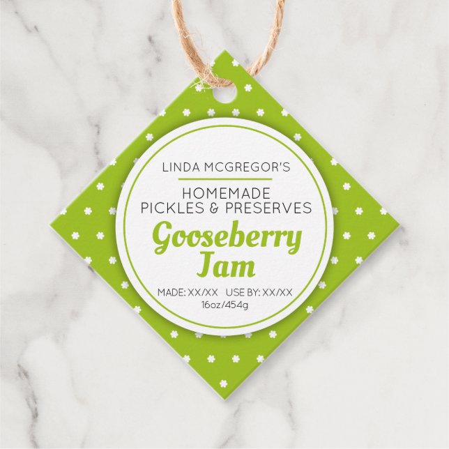 Gooseberry jam green preserve jar product label (Front)