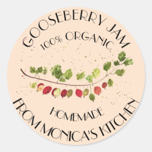 Gooseberry Jam Watercolor Fruit Kitchen label 