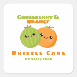 Gooseberry & orange drizzle cake square sticker