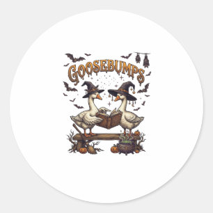Goosebumps Halloween Geese Witch Hats Magic Book_1 Classic Round Sticker