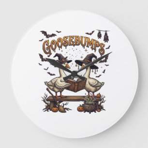 Goosebumps Halloween Geese Witch Hats Magic Book_1 Large Clock