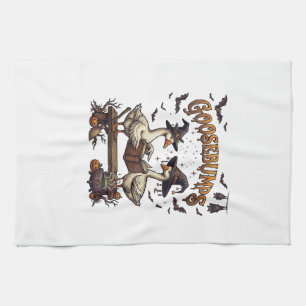 Goosebumps Halloween Geese Witch Hats Magic Book_1 Tea Towel