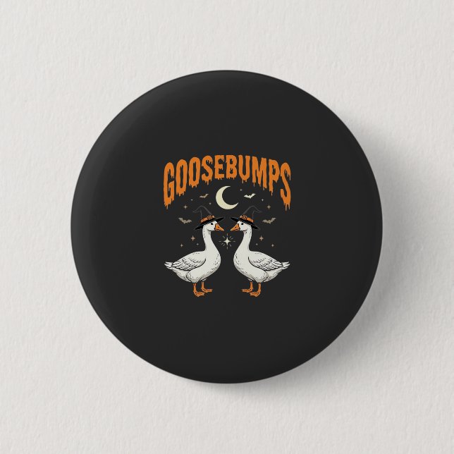 Goosebumps Halloween Witch Geese Vector Design 6 Cm Round Badge (Front)