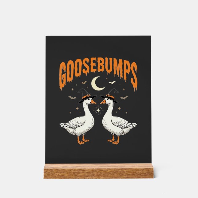 Goosebumps Halloween Witch Geese Vector Design Acrylic Sign (Front)