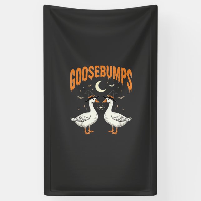 Goosebumps Halloween Witch Geese Vector Design Banner (Vertical)