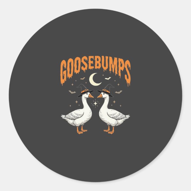 Goosebumps Halloween Witch Geese Vector Design Classic Round Sticker (Front)