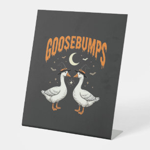 Goosebumps Halloween Witch Geese Vector Design Pedestal Sign