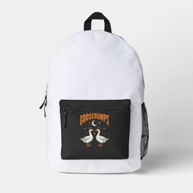 Goosebumps Halloween Witch Geese Vector Design Printed Backpack (Front)