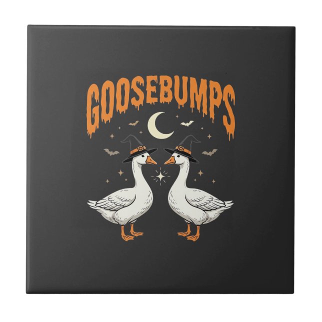 Goosebumps Halloween Witch Geese Vector Design Tile (Front)