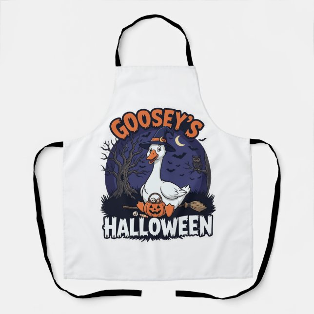 Gooseys Halloween Goose Witch Hat Pumpkin_1 Apron (Front)