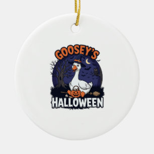 Gooseys Halloween Goose Witch Hat Pumpkin_1 Ceramic Tree Decoration