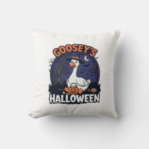 Gooseys Halloween Goose Witch Hat Pumpkin_1 Cushion