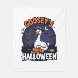 Gooseys Halloween Goose Witch Hat Pumpkin_1 Fleece Blanket