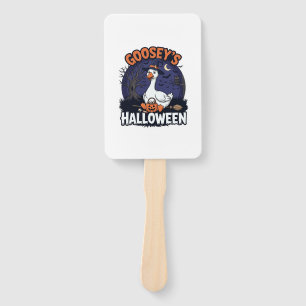 Gooseys Halloween Goose Witch Hat Pumpkin_1 Hand Fan
