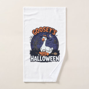 Gooseys Halloween Goose Witch Hat Pumpkin_1 Hand Towel