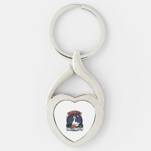Gooseys Halloween Goose Witch Hat Pumpkin_1 Key Ring (Front)