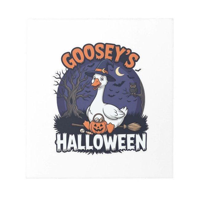 Gooseys Halloween Goose Witch Hat Pumpkin_1 Notepad (Front)