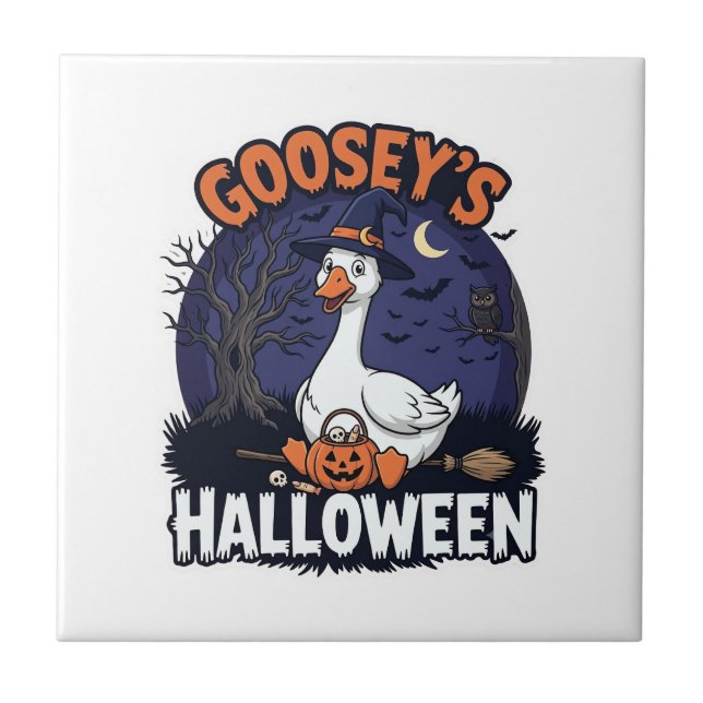 Gooseys Halloween Goose Witch Hat Pumpkin_1 Tile (Front)