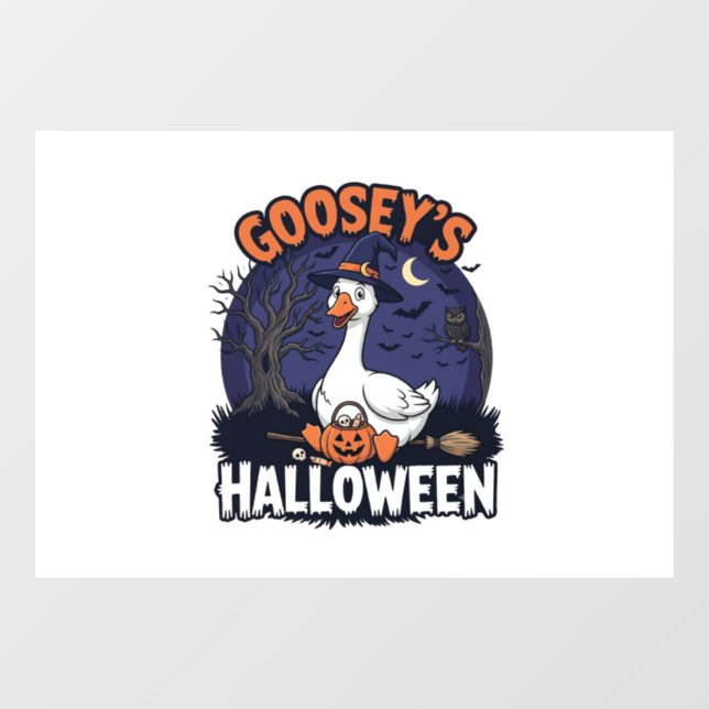 Gooseys Halloween Goose Witch Hat Pumpkin_1 Window Cling (Sheet)