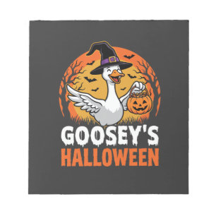 Gooseys Halloween Witch Goose Retro Cartoon Design Notepad