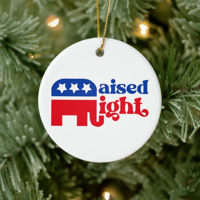 GOP Conservative Trump Republican Raised Right Ceramic Tree Decoration (Tree)