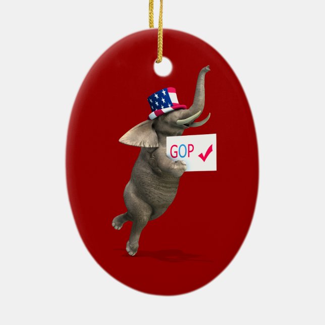 GOP Elephant Ceramic Tree Decoration (Back)
