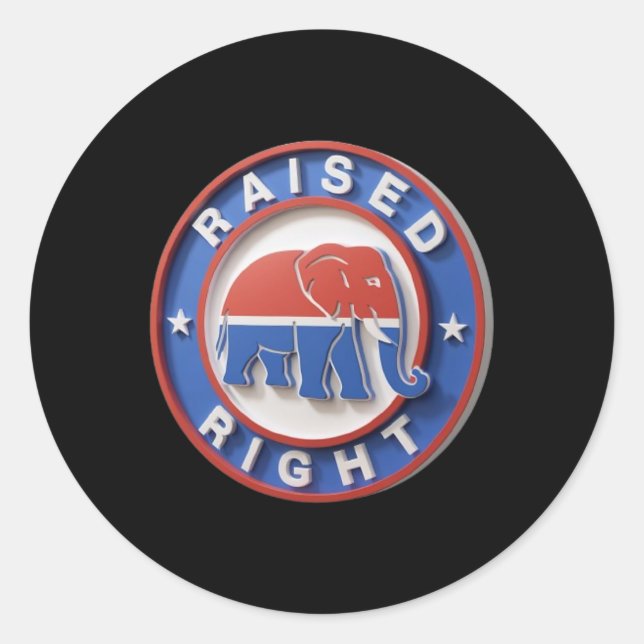 Gop Elephant Marches Proudly Raised Right Legacy  Classic Round Sticker (Front)