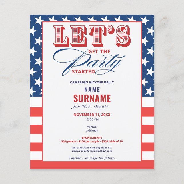 GOP Political Fundraising 2026 Campaign Kickoff Flyer (Front)