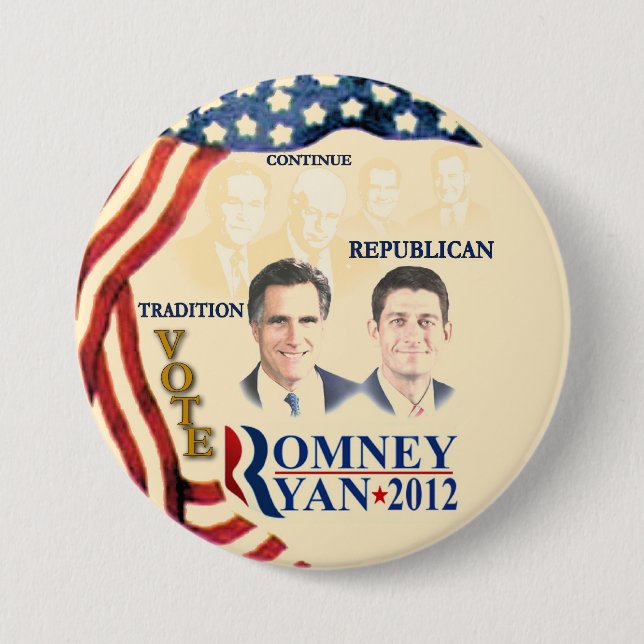 GOP Tradition:Romney Ryan 7.5 Cm Round Badge (Front)