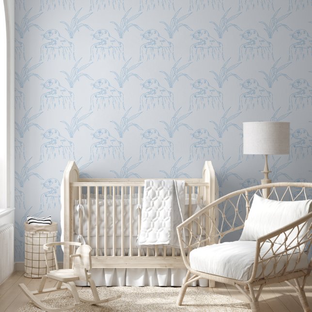 Gopher Blue Line Art Baby Room Wallpaper (Kids)