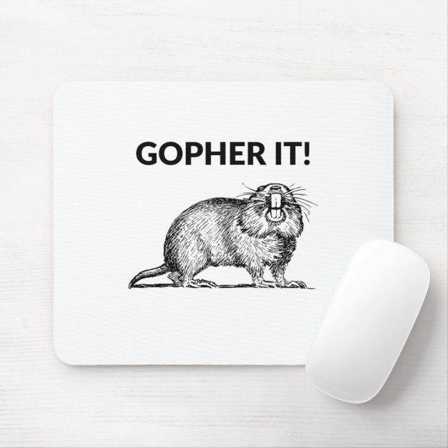 Gopher It Funny Gopher Pun Mouse Mat (With Mouse)