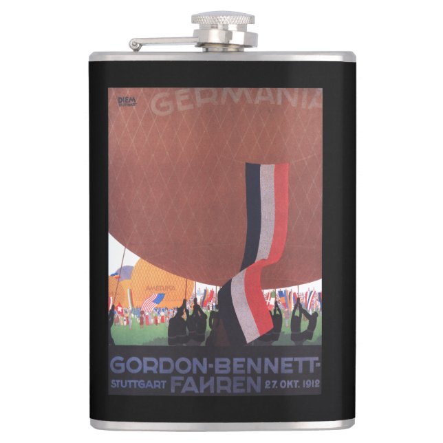Gordon Bennett Hot-Air Balloon Race Hip Flask (Front)