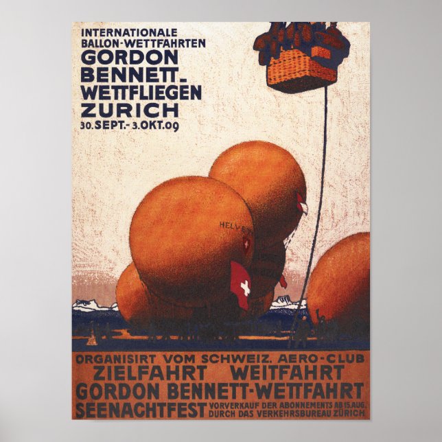 Gordon Bennett Hot-Air Balloon Race Poster (Front)