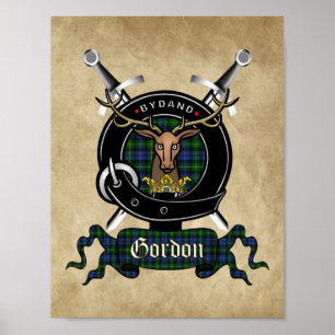 Gordon Clan Badge & Tartan 8.5x11 Poster
