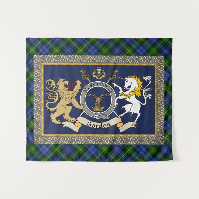 Gordon Clan Badge & Tartan Tapestry (Front (Horizontal))