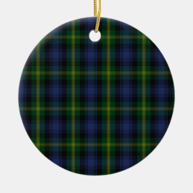 Gordon Clan Family Tartan Ceramic Tree Decoration (Front)
