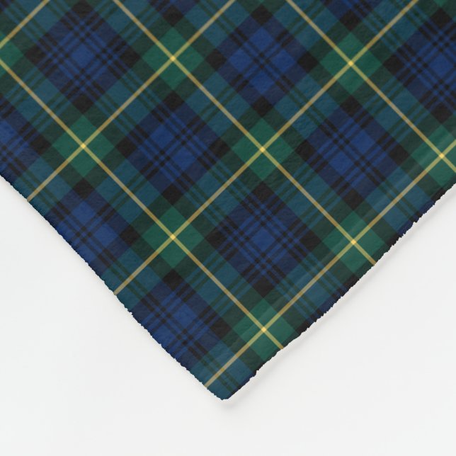 Gordon Clan Royal Blue and Green Tartan Fleece Blanket (Corner)