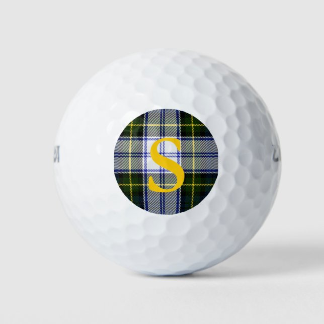 Gordon Dress Plaid Custom Monogram Golf Balls (Front)